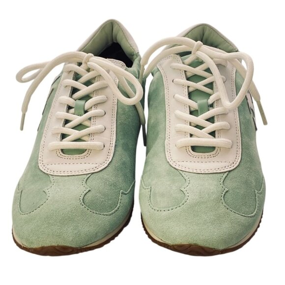 Tory Burch Mint Green & White Leather & Suede Sneakers Womens Size 7.5M - Picture 3 of 13